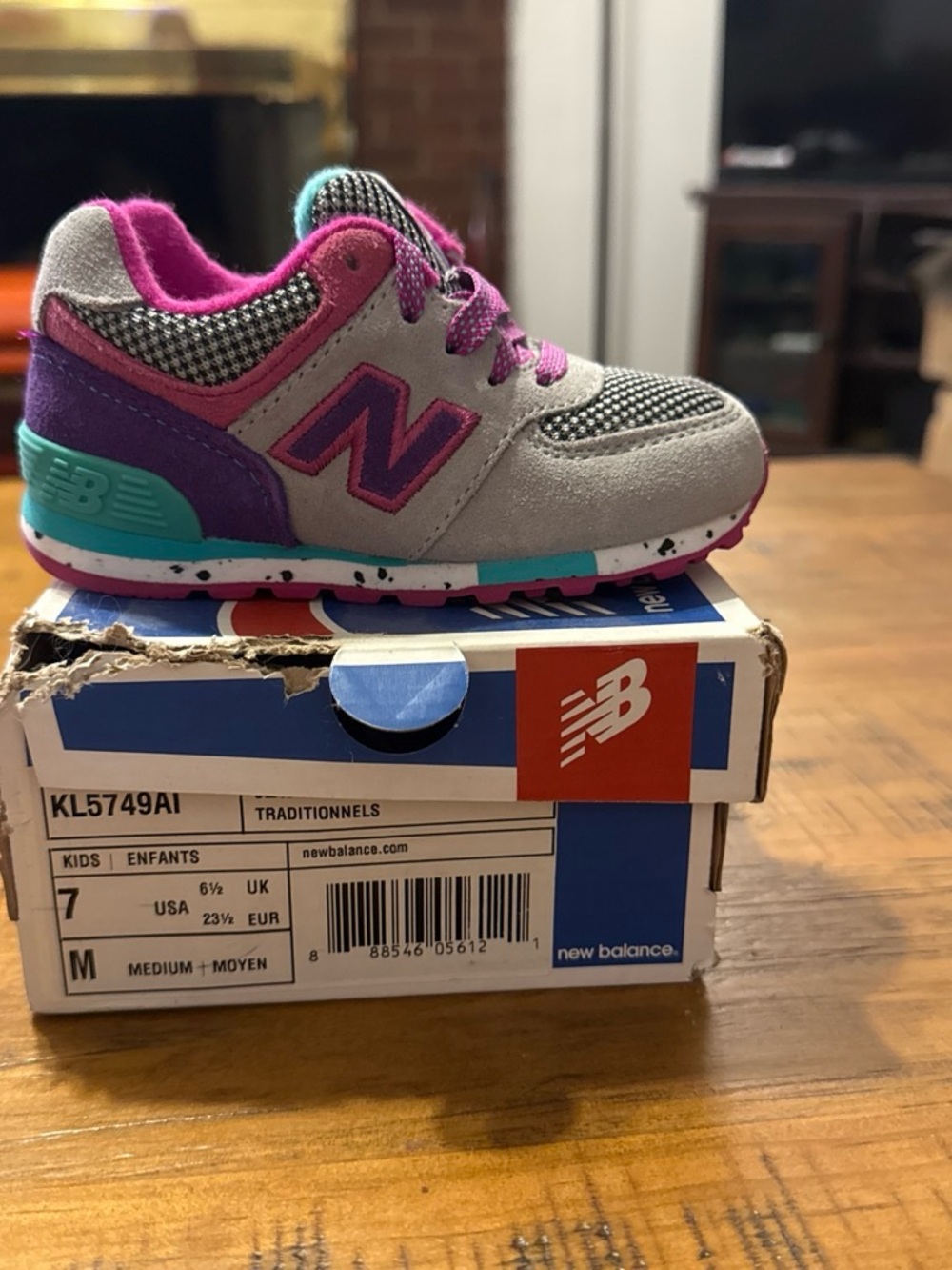 New Balance Kids Gray, Purple & Teal Sneakers